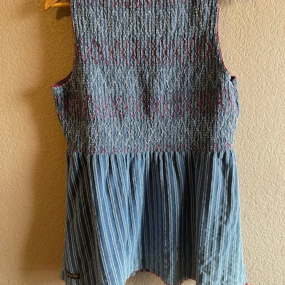 Matilda Jane Enchanted Garden Blue Roxie Striped Smocked Tank | Size Large - Picture 5 of 8